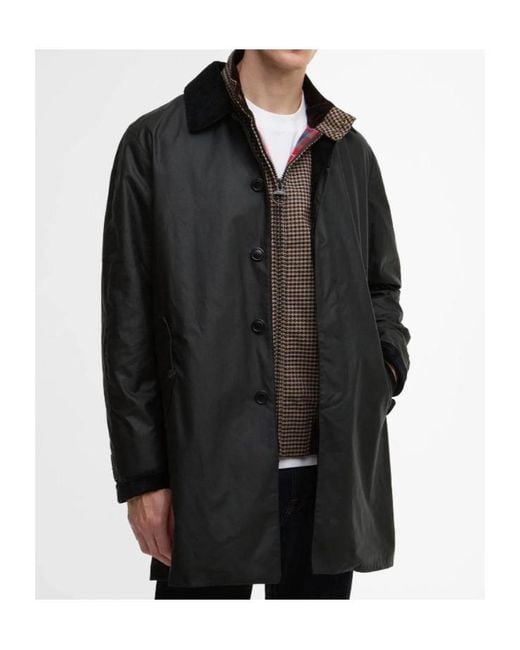 Barbour Black Corduroy-Collar Cotton Single-Breasted Coat for men