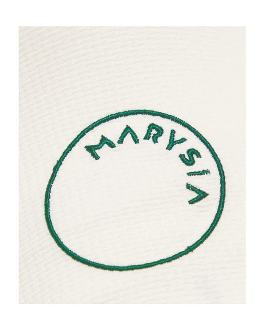 Marysia Swim White Steffi Scalloped Stretch Recycled-Seersucker Sports Bra