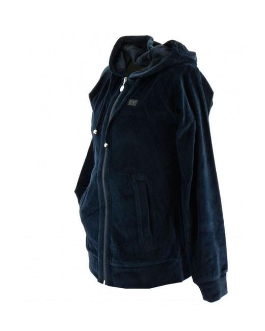 EA7 Blue Logo Hooded Casual Coat