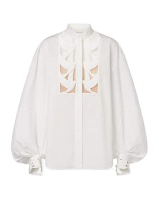 Zimmermann White Luna Appliqué Cotton Blouse