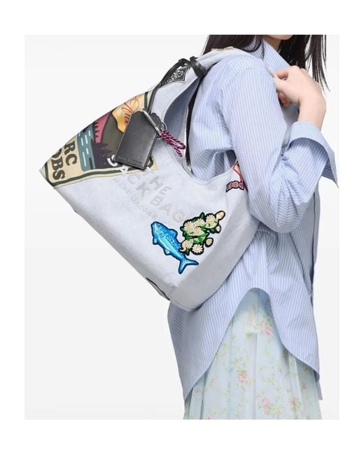 Marc Jacobs Blue The Camp Patchwork Denim Sack Bag