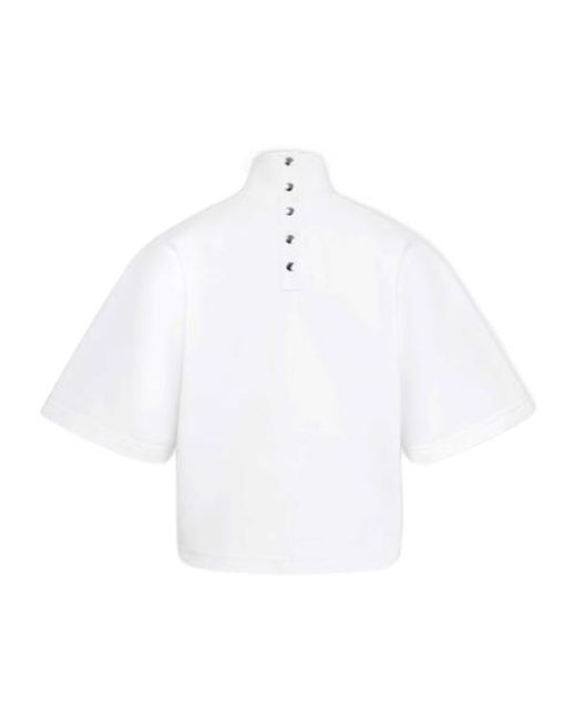 Alaïa White Alaïa Ribbed High Neck T-Shirt