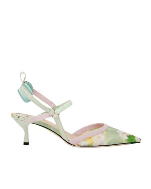 Fendi Metallic Colibrì Lite Floral Pumps