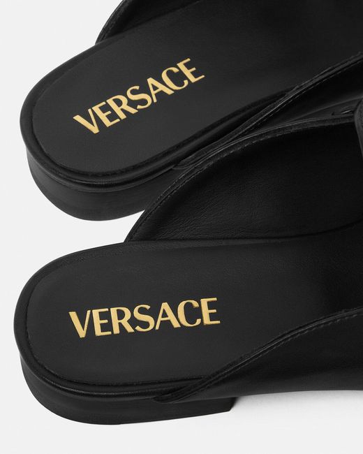 Versace Black Medusa Round-Toe Slippers