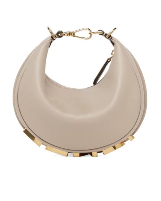 Fendi White Logo Plaque Mini Hobo Bag