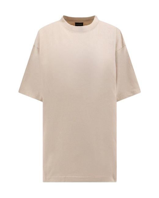 Balenciaga Natural Logo Embellished Large Fit T-Shirt