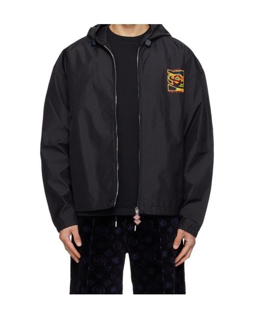 Casablanca Black Heat Map Ripstop Hooded Jacket for men