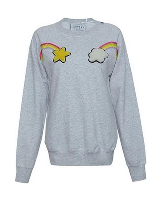 Forte Blue Round-Necked Printed Sweater