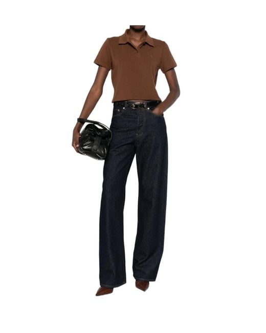Saint Laurent Brown Le Cassandre Polo Shirt