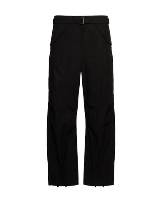 Sacai Black Pantalones De Sarga De Algodón for men