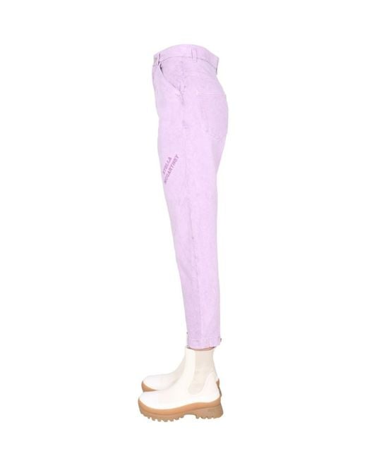 Stella McCartney Pink Logo Embroidered Straight Leg Jeans
