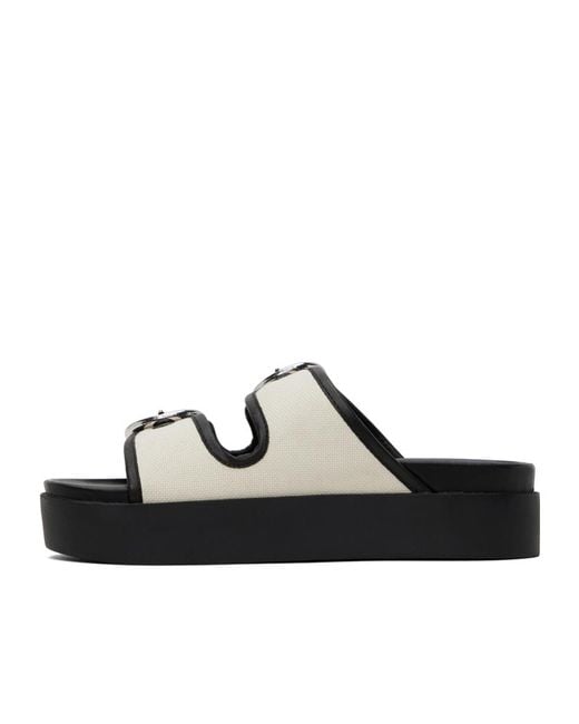 Rag & Bone Black Geo Buckle Platform Slides