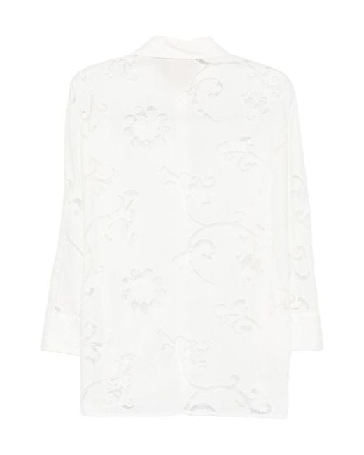 Semicouture White Embroidered Poplin Shirt