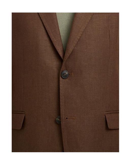 SELECTED Brown Regular Fit Linen Blazer for men