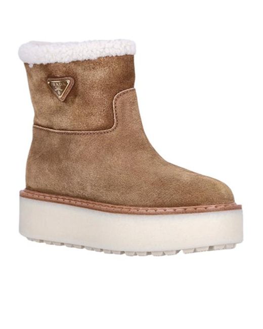 Prada Brown Logo Short Boots