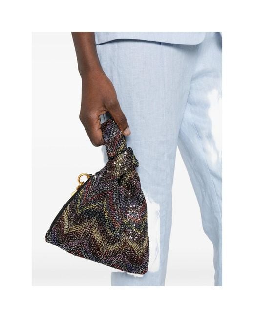 Missoni Black Knot Detailed Raschel Pinetto Lurex Tote Bag