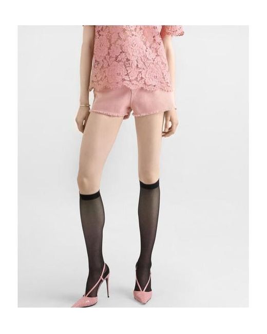 Dolce & Gabbana Pink Logo Plaque Frayed Hem Denim Shorts