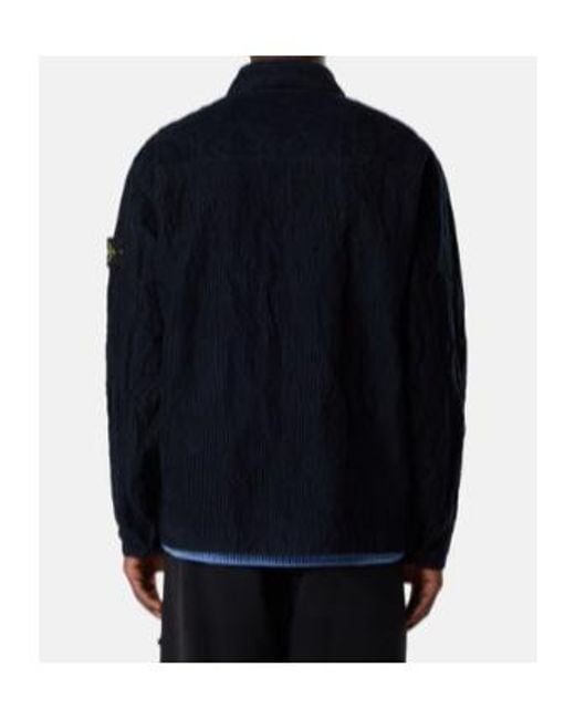 Stone Island Blue Logo Patch Long-Sleeved Overshirt for men