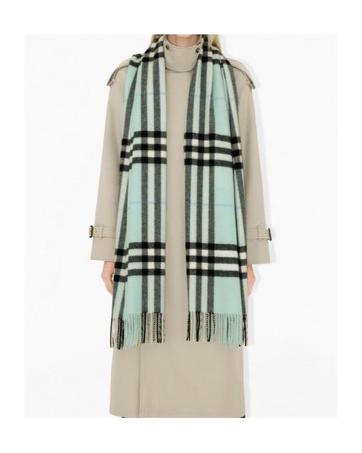 Burberry Green Wide-Check Cashmere Scarf for men