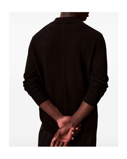 Calvin Klein Black Merino Wool Polo Jumper for men