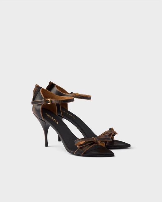 Prada Black Bow Detailed Heeled Sandals