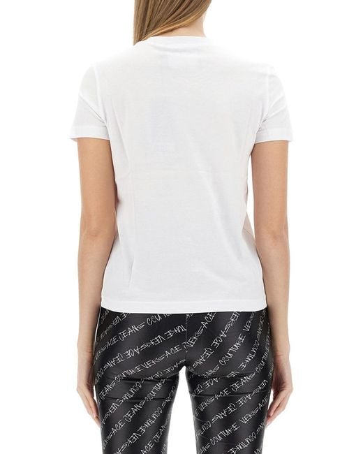 Versace Jeans White Logo-Print Cotton T-Shirt