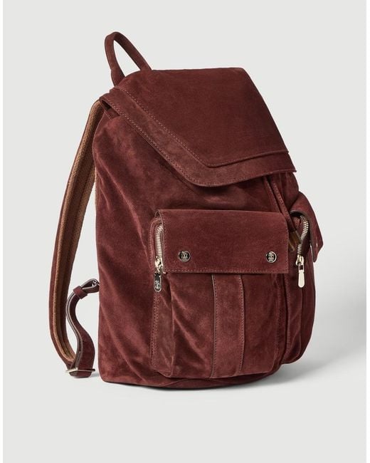 Brunello Cucinelli Red Suede Leisure Backpack for men