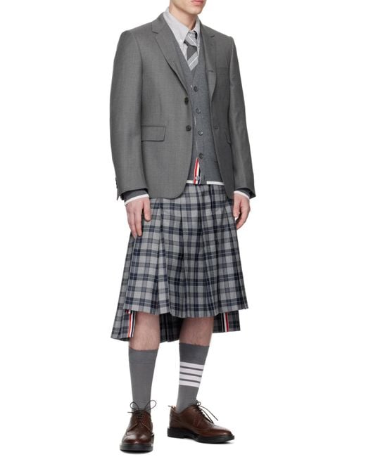 Thom Browne Blue 4-Bar Striped Buttoned Cardigan for men