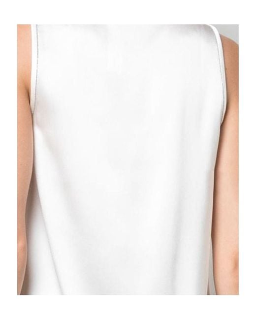 Brunello Cucinelli White Embellished Satin Tank Top