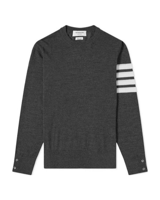 Thom Browne Gray Bar Crewneck Pullover for men