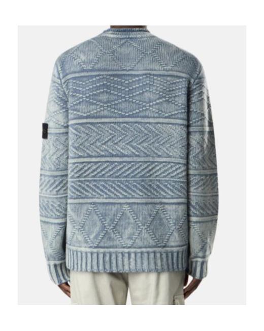 Stone Island Blue Loose-Fit Mock-Neck Jumper for men