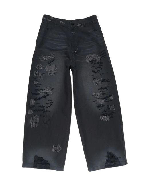 Acne Blue Mended Distressed Trousers for men