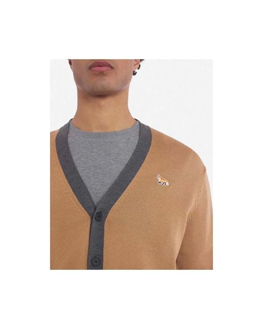 Maison Kitsuné Brown Maison Kitsuné Baby Fox-Patch Button-Up Cardigan for men