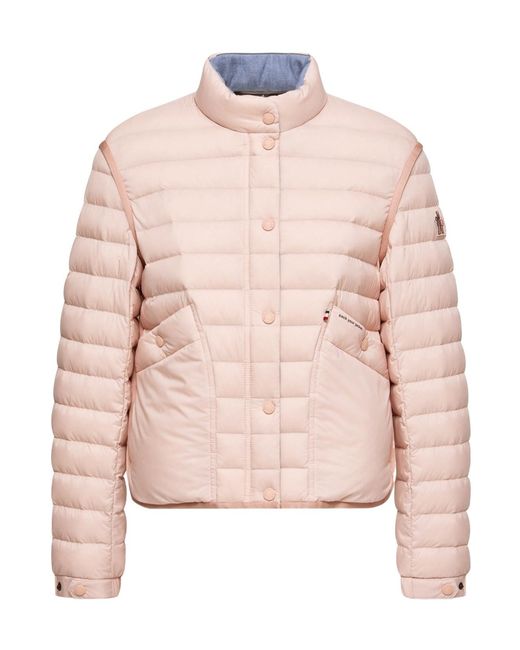 Moncler Pink Grenoble Madulains Logo Patch Quilted Jacket