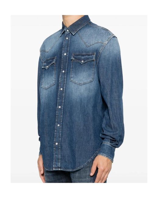 Dondup Blue Long Sleeve Shirt for men