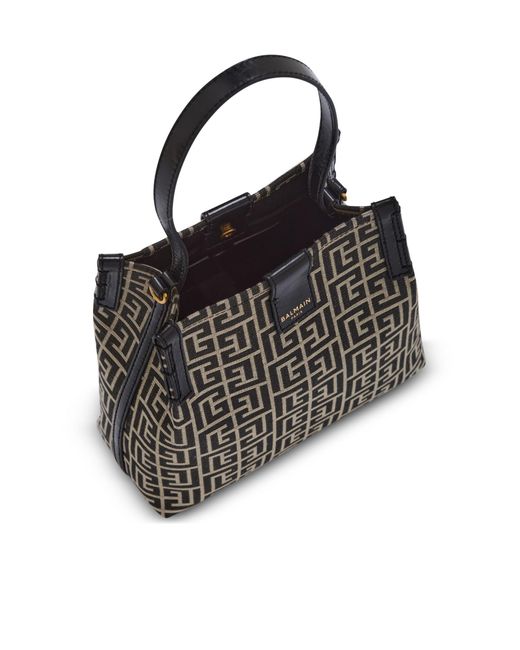 Balmain Black Jacquard Release Bucket Bag