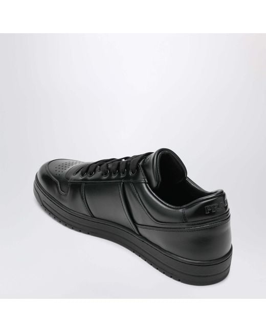 Prada Black Leather Triangle-Logo Sneakers for men