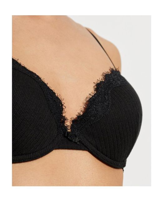 Emporio Armani Black Lace Trim Underwired Bra