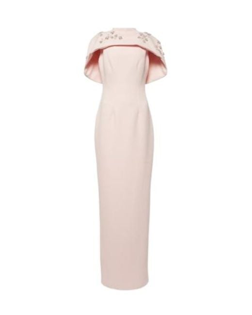Safiyaa Pink Embellished Caped Crêpe Gown