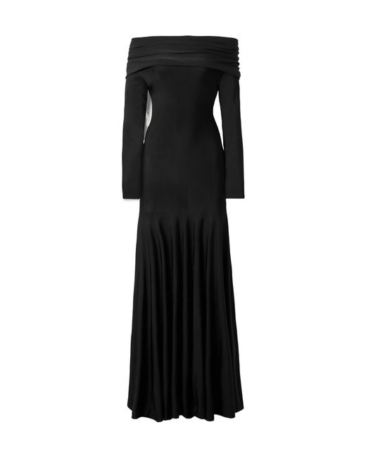 Khaite Black Genesis Off-The-Shoulder Knit Maxi Dress