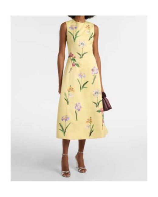 Leo Metallic C Beaded Floral Midi Dress