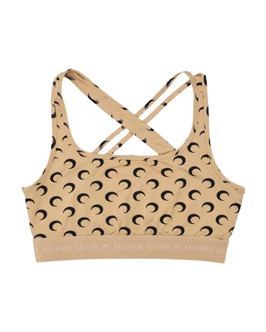 MARINE SERRE Natural All-Over Moon Printed Top