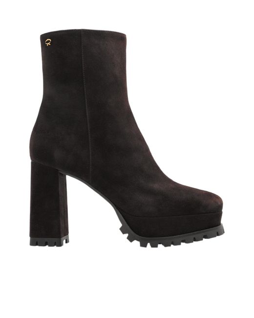 Gianvito Rossi Black Harlem Square Toe Ankle Boots