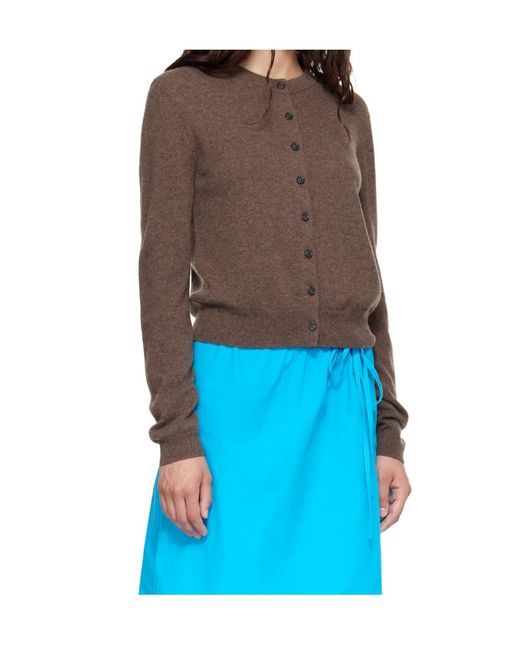 Lisa Yang Brown Karia Button-Fastening Cardigan