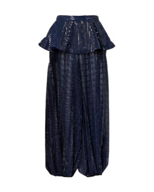 Adriana Degreas Blue Sequined Wide-Leg Pants