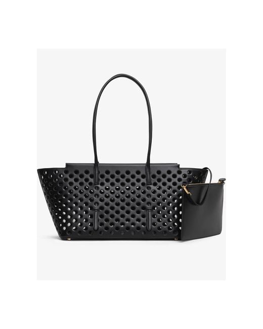 Alaïa Black Alaïa Neo Mina 32 Medium Zipped Tote Bag