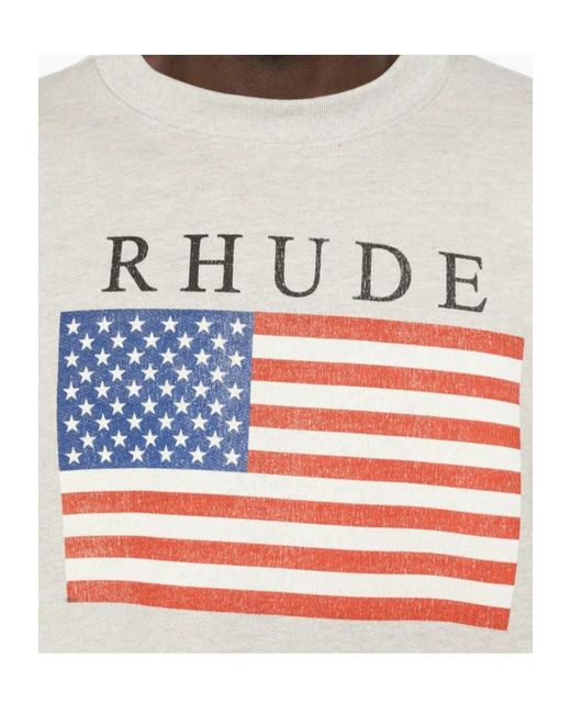 Rhude White Flag-Print Sweatshirt for men