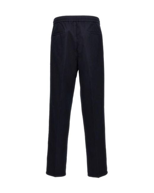 Brunello Cucinelli Blue Pleat-Detailed Drawstring Trousers for men