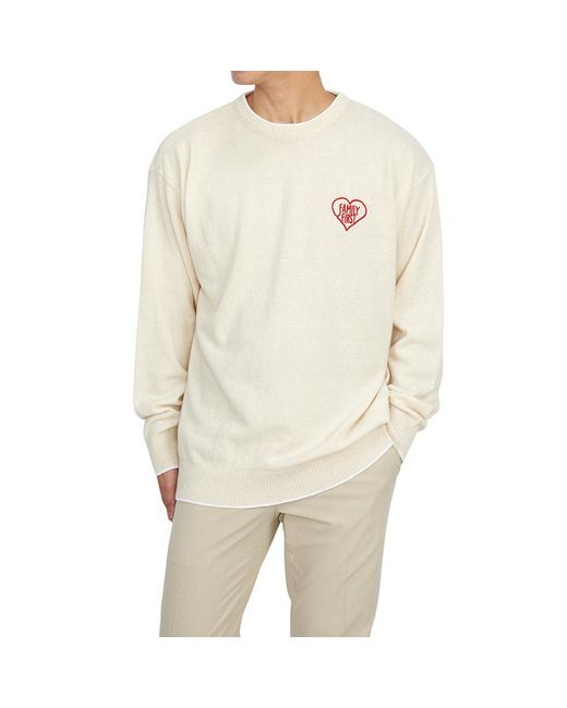 FAMILY FIRST White Embroidered-Logo Crew-Neck Jumper for men