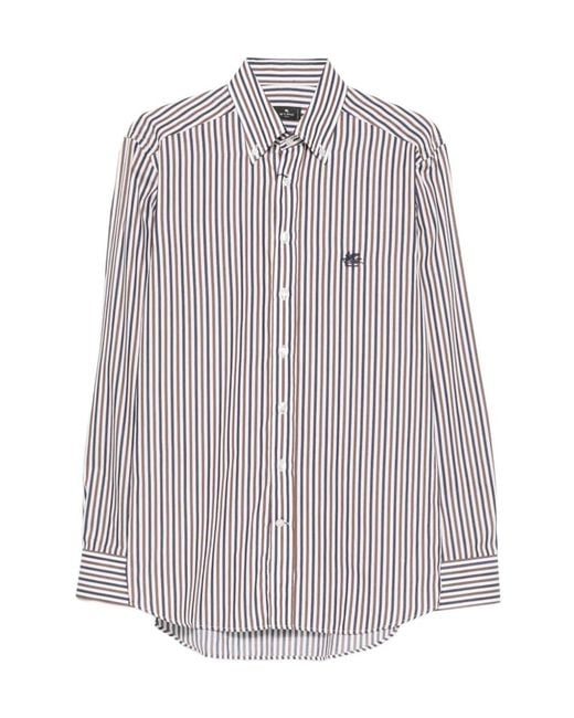 Etro White Striped Button-Down Shirt for men